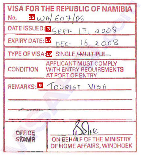 Visa de Namibia